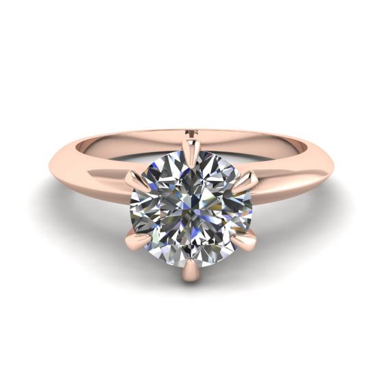 Round Diamond 6-prong engagement ring in Rose Gold