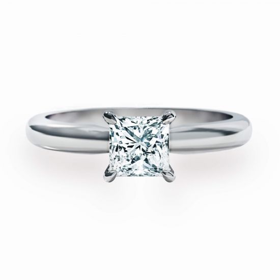 Classic Princess Cut Diamond Engagement Ring, Enlarge image 1