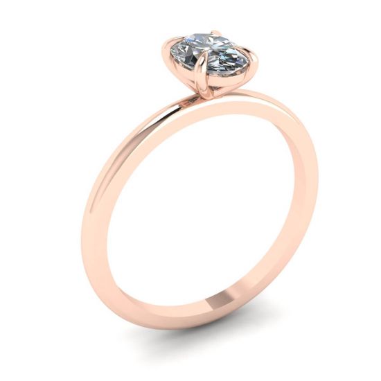 Classic Oval Diamond Solitaire Ring Rose Gold,  Enlarge image 4