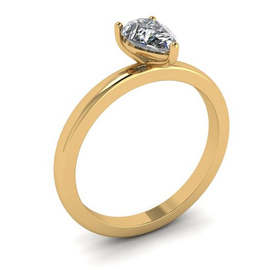 Classic Pear Diamond Solitaire Ring Yellow Gold,  Enlarge image 4