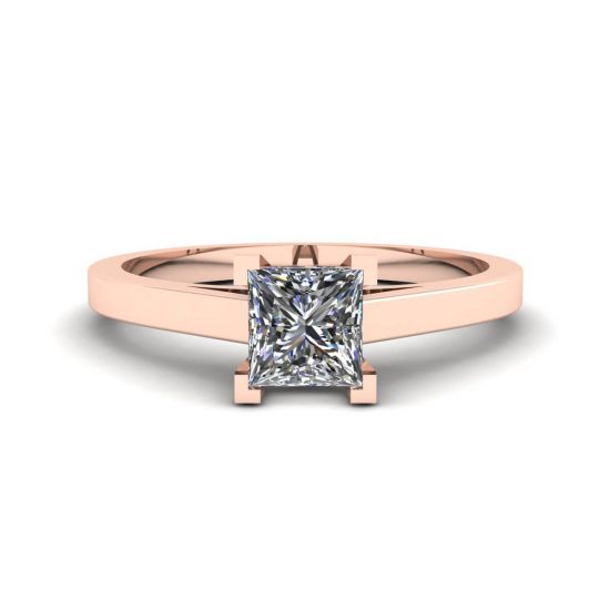 Princess Cut Diamond Ring in 18K Rose Gold, Enlarge image 1