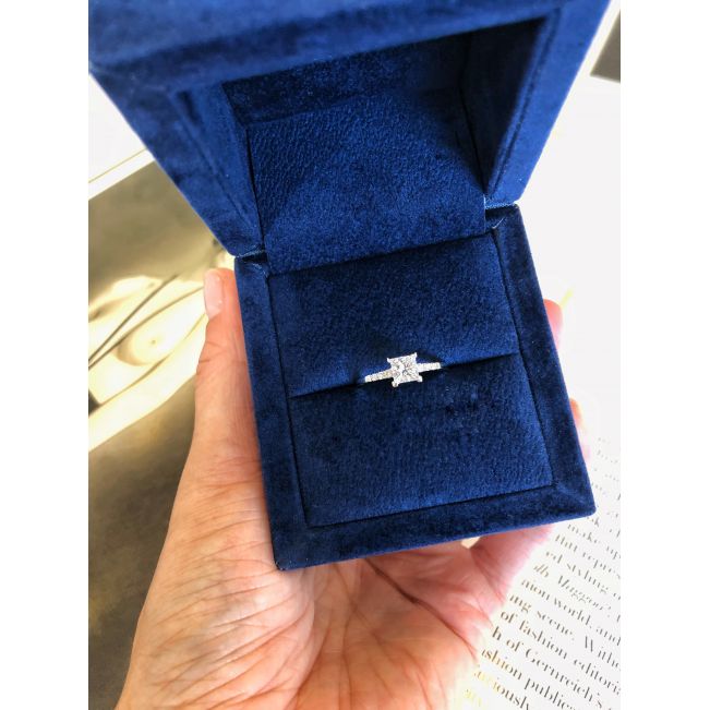 Princess Cut Diamond Ring with 3 Small Side Diamonds - Photo 6