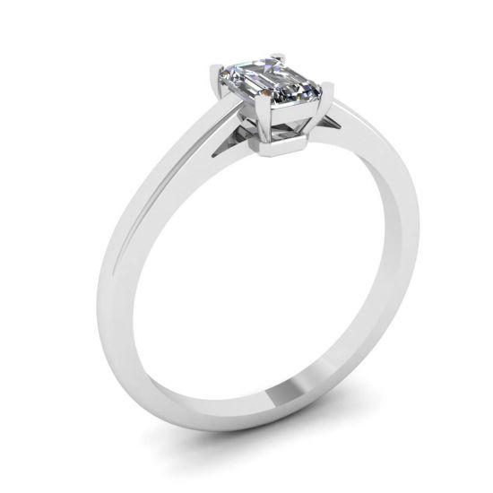 Classic Emerald Cut Diamond Solitaire Ring,  Enlarge image 4
