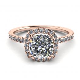 Cushion Diamond Halo Engagement Ring Rose Gold Cushion Diamond Halo Engagement Ring Rose Gold