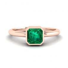 Stylish Square Emerald Ring in 18K Rose Gold