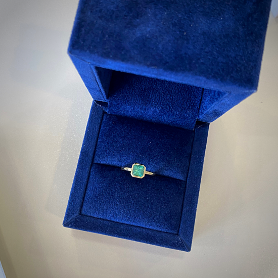 Stylish Square Emerald Ring in 18K Rose Gold,  Enlarge image 6