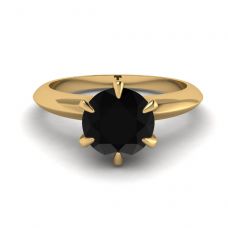 Engagement Ring Yellow Gold  1 carat Black Diamond 