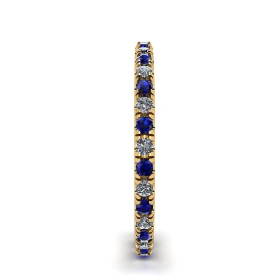 Riviera Pave Sapphire and Diamond Eternity Ring  Style Yellow Gold, More Image 1