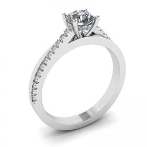 Asymmetrical Side Pave Engagement Ring White Gold - Photo 3