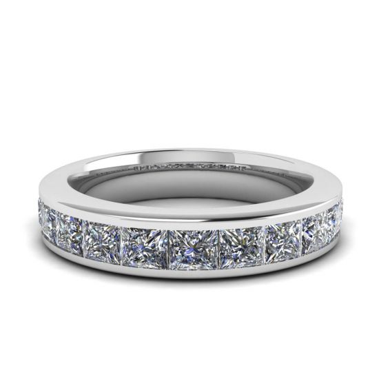 Eternity Princess Cut Diamond Ring White Gold, Image 1