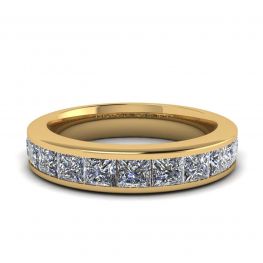Eternity Princess Cut Diamond Ring  Yellow Gold
