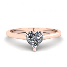 Simple Flat Ring with Heart Diamond Rose Gold