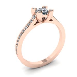 Designer Ring with Round Diamond and Pave Rose Gold - Photo 3