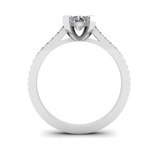 Designer Ring with Round Diamond and Pave - Photo 1