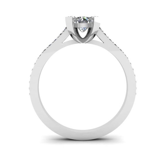 Designer Ring with Round Diamond and Pave,  Enlarge image 2
