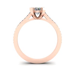 Designer Ring with Round Diamond and Pave Rose Gold - Photo 1