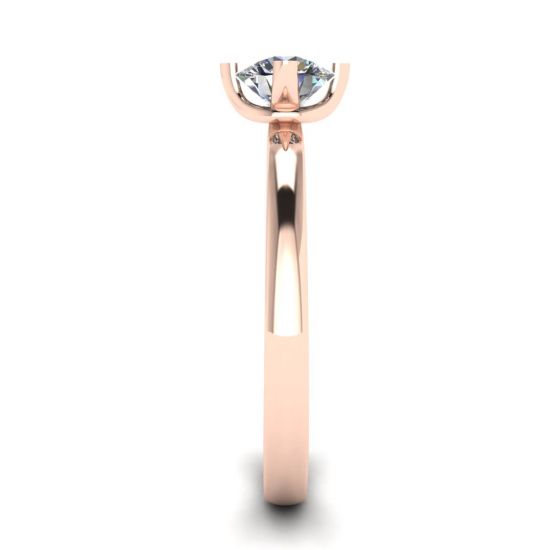 Reversed Prong Style Round Diamond Ring in Rose Gold, More Image 1