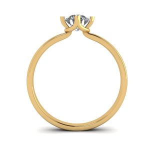 Reversed Prong Style Round Diamond Ring in Yellow Gold - Photo 1