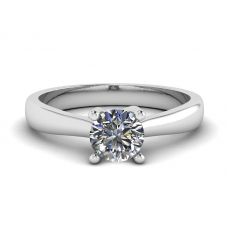 Crossing Prongs Ring with Round Diamond