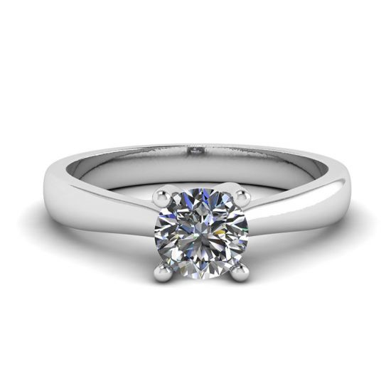 Crossing Prongs Ring with Round Diamond, Enlarge image 1