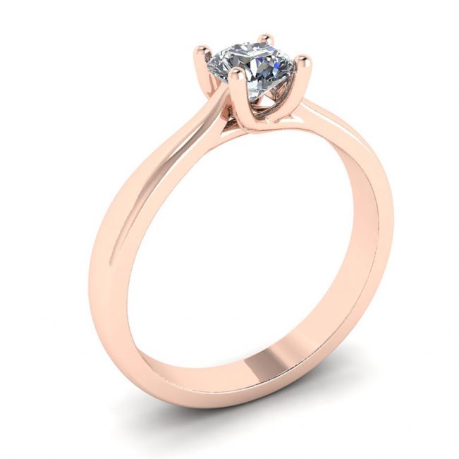 Crossing Prongs Ring with Round Diamond 18K Rose Gold - Photo 3