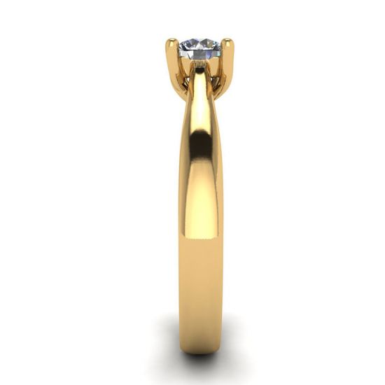 Crossing Prongs Ring with Round Diamond 18K Yellow Gold,  Enlarge image 3