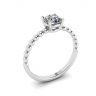 Round Diamond Solitaire on Beaded Ring in White Gold, Image 4