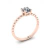 Round Diamond Solitaire on Beaded Ring in Rose Gold, Image 4