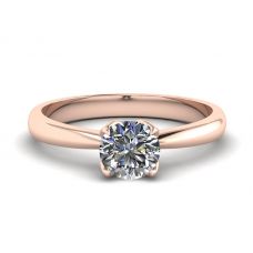 Petal Setting Ring with Round Diamond in 18K Rose Gold