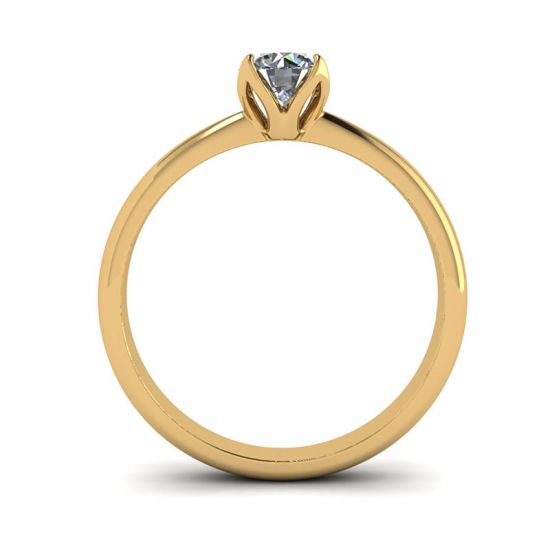 Petal Setting Ring with Round Diamond in 18K Yellow Gold, More Image 0