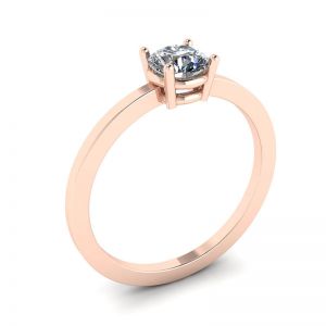 Round Diamond Solitaire Simple 18K Rose Gold Ring - Photo 3