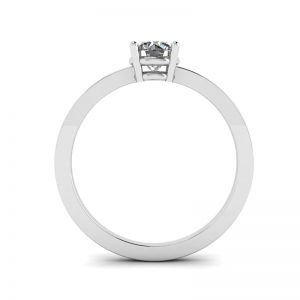 Round Diamond Solitaire Simple 18K White Gold Ring - Photo 1