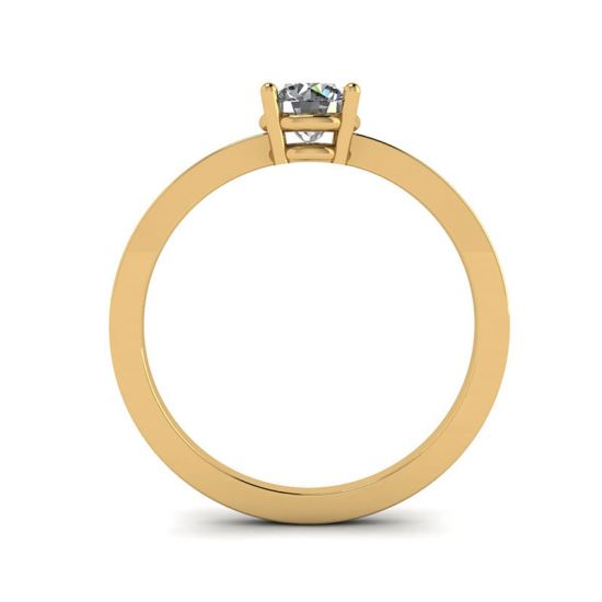 Round Diamond Solitaire Simple 18K Yellow Gold Ring,  Enlarge image 2