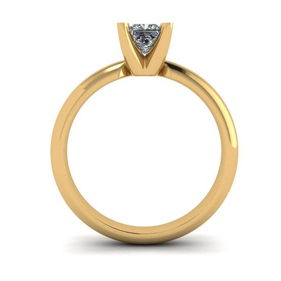 Yellow Gold Ring with Princess Cut Diamond, More Image 0