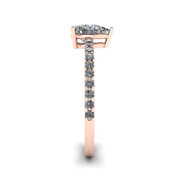 Pear Diamond Ring with Side Pave Rose Gold,  Enlarge image 3