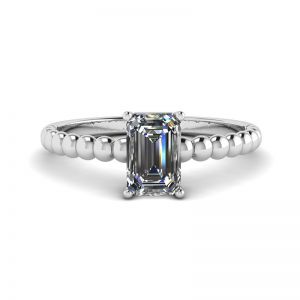 Bearded Ring with Emerald Cut Diamond