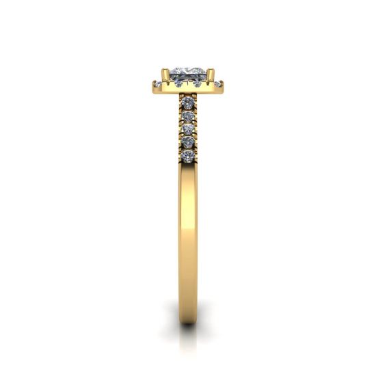 Halo Princess Cut Diamond Ring in Yellow Gold,  Enlarge image 4