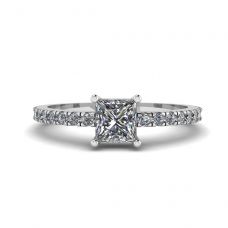 Princess Cut Diamond Ring with Side Pave