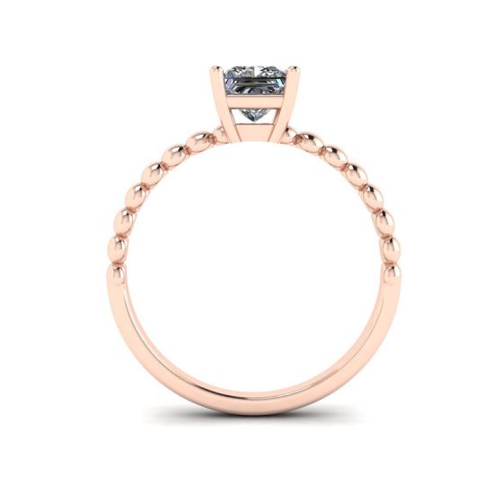 Bearded Ring with Princess Cut Diamond in 18K Rose Gold,  Enlarge image 2