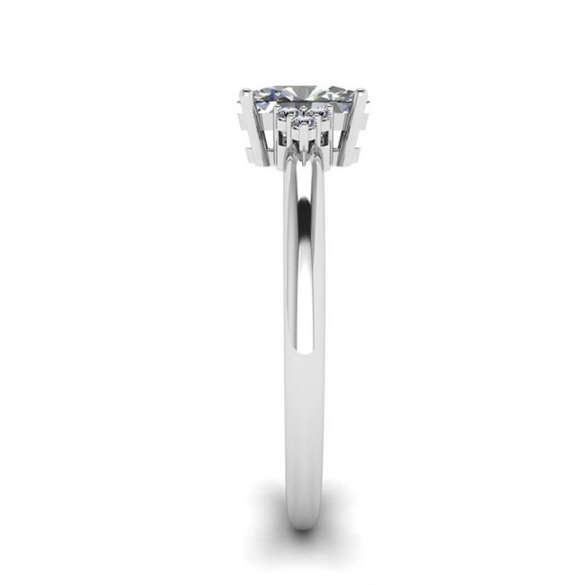 Oval Diamond with 3 Side Diamonds Ring - Photo 2
