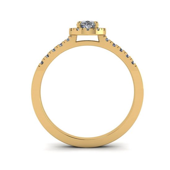 Halo Diamond Pear Shape Ring in 18K Yellow Gold, More Image 0