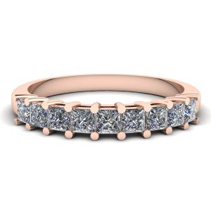 9 Square Princess Diamond Ring Rose Gold