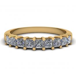 9 Square Princess Diamond Ring Yellow Gold