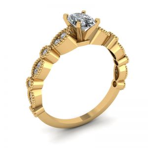 Oval Diamond Romantic Style Ring Yellow Gold - Photo 3