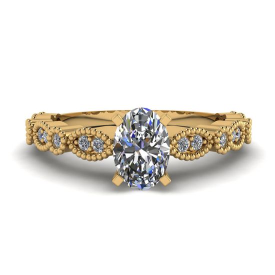Oval Diamond Romantic Style Ring Yellow Gold, Enlarge image 1