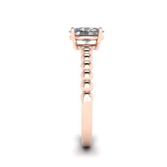 Oval Diamond on Beaded 18K Rose Gold Ring, More Image 1