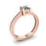 Oriental Style Princess Cut Diamond Ring 18K Rose Gold, Image 4