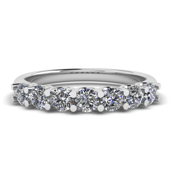 Classic Seven Round Diamond Ring White Gold, Enlarge image 1