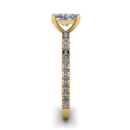 Oval Diamond Ring with Pave in Yellow Gold , More Image 1