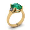 Oval Emerald with Half-Moon Side Diamonds Ring Yellow Gold, Image 4